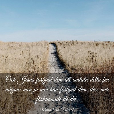 Picture 03 - Markus 7:36 SV1917 - Och Jesus förbjöd dem att omtala detta för - Bible Verse Picture