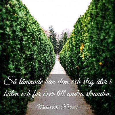 Picture 03 - Markus 8:13 SV1917 - Så lämnade han dem och steg åter i båten och - Bible Verse Picture