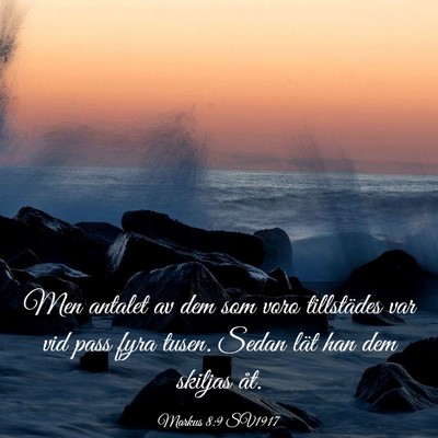 Picture 03 - Markus 8:9 SV1917 - Men antalet av dem som voro tillstädes var vid - Bible Verse Picture