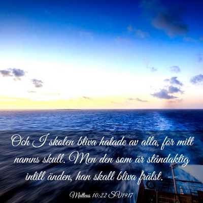 Picture 03 - Matteus 10:22 SV1917 - Och I skolen bliva hatade av alla, för mitt - Bible Verse Picture