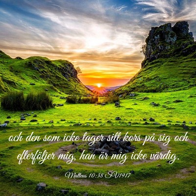 Picture 03 - Matteus 10:38 SV1917 - och den som icke tager sitt kors på sig och - Bible Verse Picture