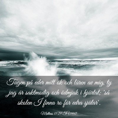 Picture 03 - Matteus 11:29 SV1917 - Tagen på eder mitt ok och lären av mig, ty jag - Bible Verse Picture