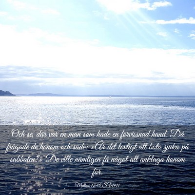 Picture 03 - Matteus 12:10 SV1917 - Och se, där var en man som hade en förvissnad - Bible Verse Picture