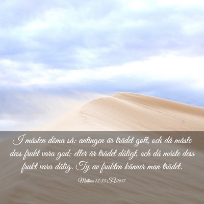 Picture 03 - Matteus 12:33 SV1917 - I måsten döma så: antingen är trädet gott, - Bible Verse Picture