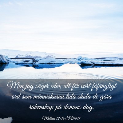 Picture 03 - Matteus 12:36 SV1917 - Men jag säger eder, att för vart fåfängligt - Bible Verse Picture