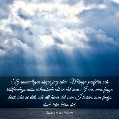 Picture 03 - Matteus 13:17 SV1917 - Ty sannerligen säger jag eder: Många profeter - Bible Verse Picture
