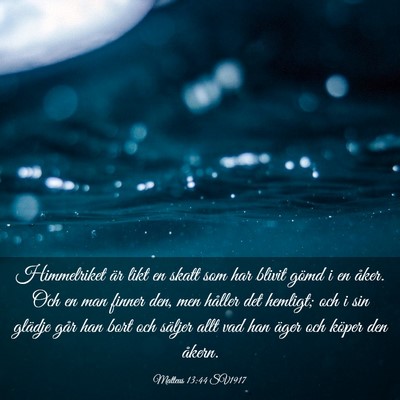 Picture 03 - Matteus 13:44 SV1917 - Himmelriket är likt en skatt som har blivit - Bible Verse Picture