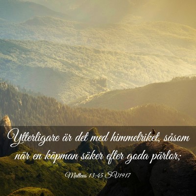 Picture 03 - Matteus 13:45 SV1917 - Ytterligare är det med himmelriket, såsom när - Bible Verse Picture