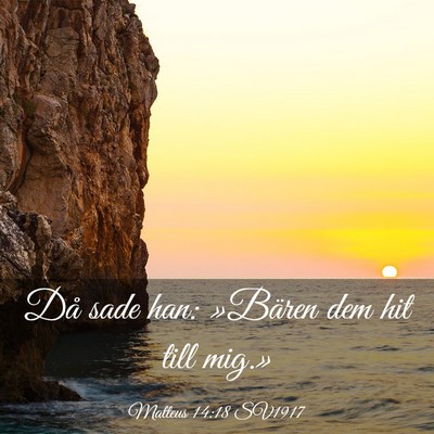 Picture 03 - Matteus 14:18 SV1917 - Då sade han: »Bären dem hit till - Bible Verse Picture