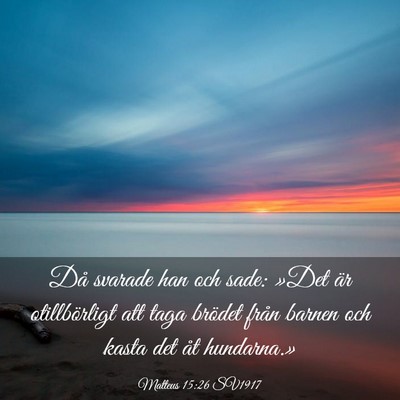 Picture 03 - Matteus 15:26 SV1917 - Då svarade han och sade: »Det är otillbörligt - Bible Verse Picture