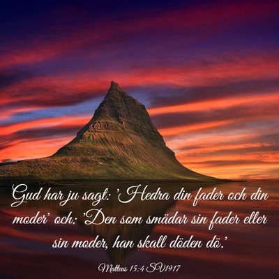 Picture 03 - Matteus 15:4 SV1917 - Gud har ju sagt: 'Hedra din fader och din moder' - Bible Verse Picture