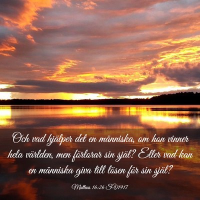 Picture 03 - Matteus 16:26 SV1917 - Och vad hjälper det en människa, om hon vinner - Bible Verse Picture