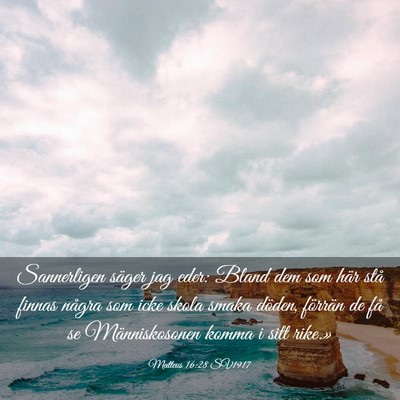 Picture 03 - Matteus 16:28 SV1917 - Sannerligen säger jag eder: Bland dem som här - Bible Verse Picture