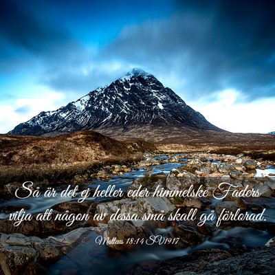Picture 03 - Matteus 18:14 SV1917 - Så är det ej heller eder himmelske Faders vilja - Bible Verse Picture