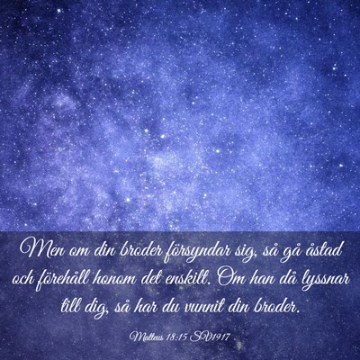 Picture 03 - Matteus 18:15 SV1917 - Men om din broder försyndar sig, så gå åstad - Bible Verse Picture
