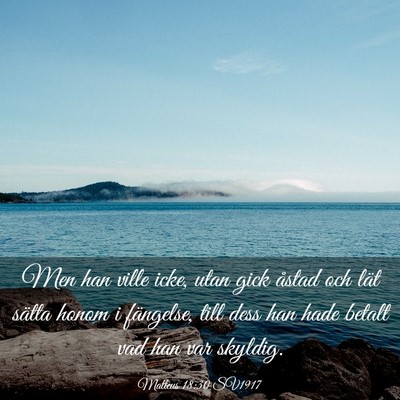 Picture 03 - Matteus 18:30 SV1917 - Men han ville icke, utan gick åstad och lät - Bible Verse Picture