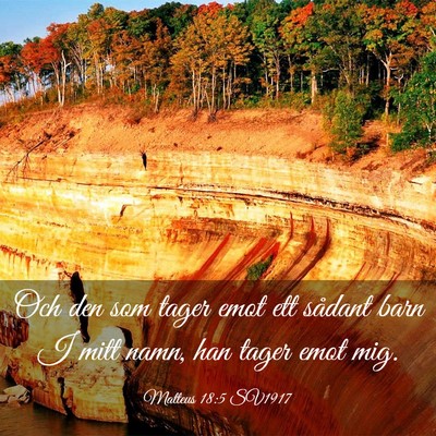 Picture 03 - Matteus 18:5 SV1917 - Och den som tager emot ett sådant barn I mitt - Bible Verse Picture