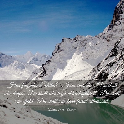 Picture 03 - Matteus 19:18 SV1917 - Han frågade: »Vilka?» Jesus svarade: »'Du - Bible Verse Picture