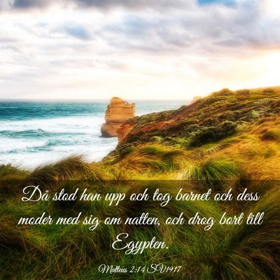 Picture 03 - Matteus 2:14 SV1917 - Då stod han upp och tog barnet och dess moder - Bible Verse Picture