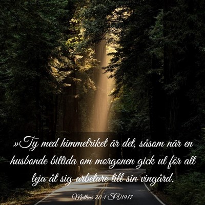 Picture 03 - Matteus 20:1 SV1917 - »Ty med himmelriket är det, såsom när en - Bible Verse Picture