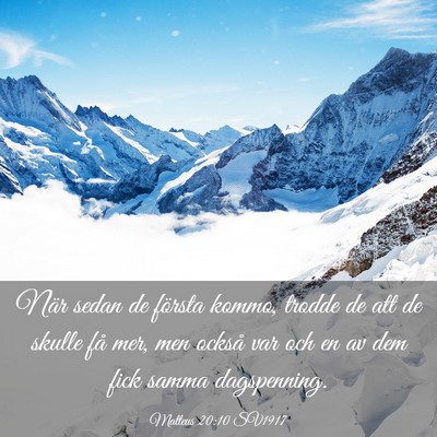 Picture 03 - Matteus 20:10 SV1917 - När sedan de första kommo, trodde de att de - Bible Verse Picture