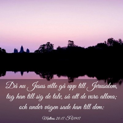 Picture 03 - Matteus 20:17 SV1917 - Då nu Jesus ville gå upp till Jerusalem, tog - Bible Verse Picture