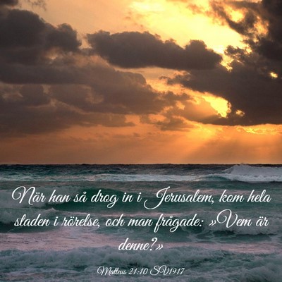 Picture 03 - Matteus 21:10 SV1917 - När han så drog in i Jerusalem, kom hela staden - Bible Verse Picture