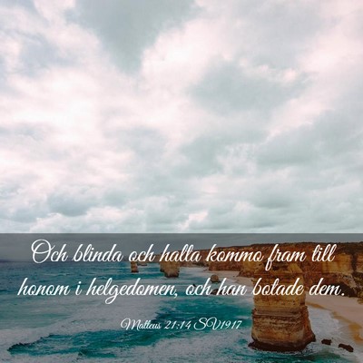 Picture 03 - Matteus 21:14 SV1917 - Och blinda och halta kommo fram till honom i - Bible Verse Picture