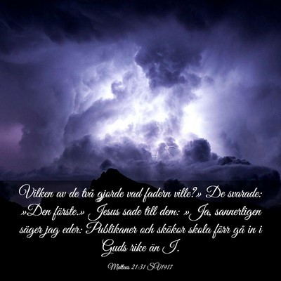 Picture 03 - Matteus 21:31 SV1917 - Vilken av de två gjorde vad fadern ville?» De - Bible Verse Picture