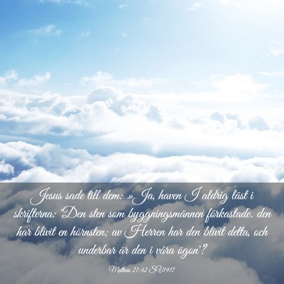 Picture 03 - Matteus 21:42 SV1917 - Jesus sade till dem: »Ja, haven I aldrig läst i - Bible Verse Picture