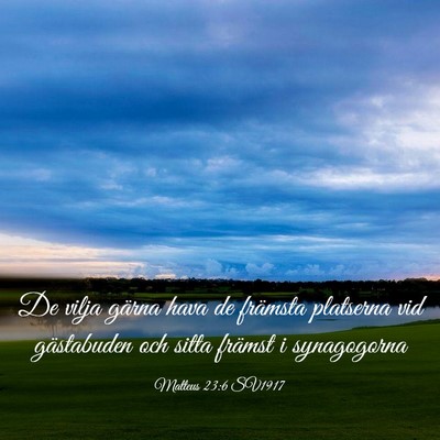 Picture 03 - Matteus 23:6 SV1917 - De vilja gärna hava de främsta platserna vid - Bible Verse Picture