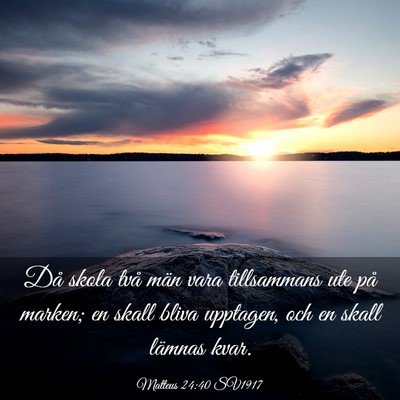 Picture 03 - Matteus 24:40 SV1917 - Då skola två män vara tillsammans ute på - Bible Verse Picture