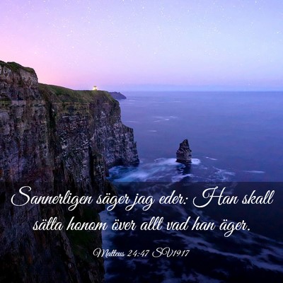 Picture 03 - Matteus 24:47 SV1917 - Sannerligen säger jag eder: Han skall sätta - Bible Verse Picture