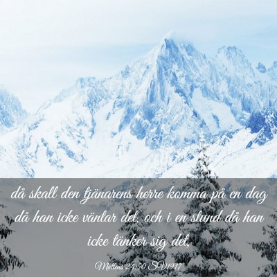 Picture 03 - Matteus 24:50 SV1917 - då skall den tjänarens herre komma på en dag - Bible Verse Picture