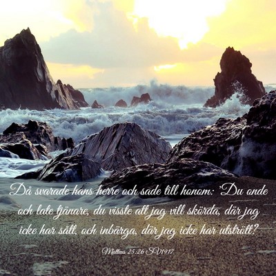 Picture 03 - Matteus 25:26 SV1917 - Då svarade hans herre och sade till honom: 'Du - Bible Verse Picture