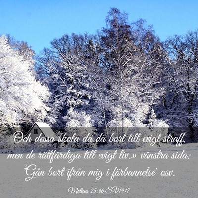 Picture 03 - Matteus 25:46 SV1917 - Och dessa skola då då bort till evigt straff, - Bible Verse Picture