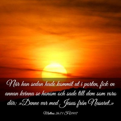 Picture 03 - Matteus 26:71 SV1917 - När han sedan hade kommit ut i porten, fick en - Bible Verse Picture