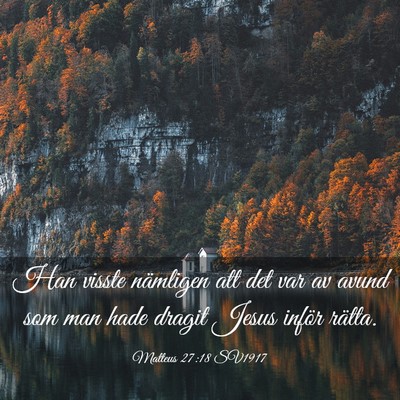 Picture 03 - Matteus 27:18 SV1917 - Han visste nämligen att det var av avund som man - Bible Verse Picture