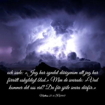 Picture 03 - Matteus 27:4 SV1917 - och sade: »Jag har syndat därigenom att jag har - Bible Verse Picture