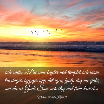 Picture 03 - Matteus 27:40 SV1917 - och sade: »Du som bryter ned templet och inom - Bible Verse Picture