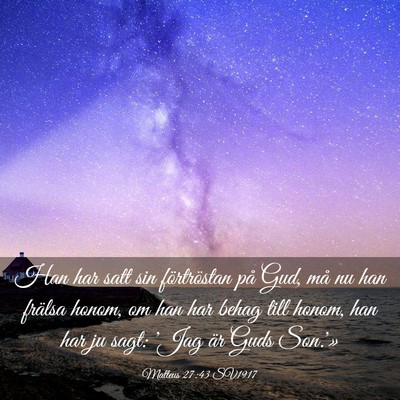 Picture 03 - Matteus 27:43 SV1917 - Han har satt sin förtröstan på Gud, må nu han - Bible Verse Picture