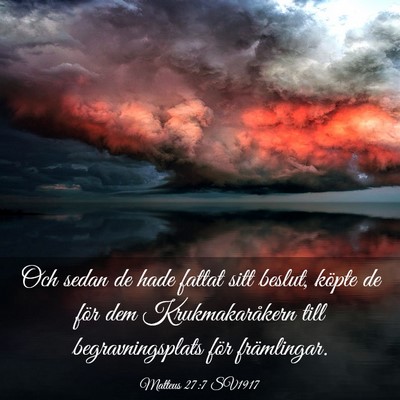 Picture 03 - Matteus 27:7 SV1917 - Och sedan de hade fattat sitt beslut, köpte de - Bible Verse Picture