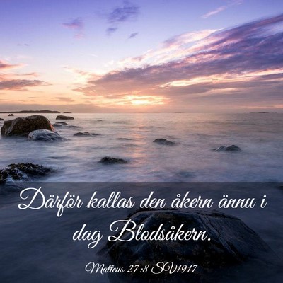 Picture 03 - Matteus 27:8 SV1917 - Därför kallas den åkern ännu i dag - Bible Verse Picture