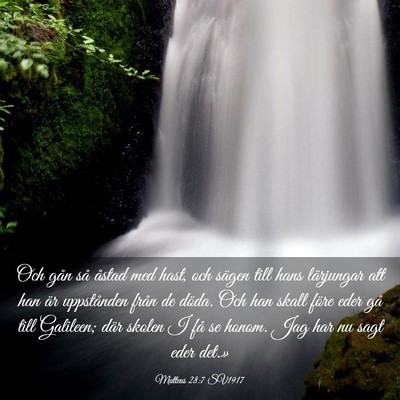 Picture 03 - Matteus 28:7 SV1917 - Och gån så åstad med hast, och sägen till - Bible Verse Picture