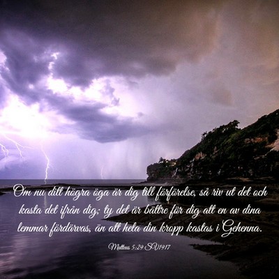 Picture 03 - Matteus 5:29 SV1917 - Om nu ditt högra öga är dig till förförelse, - Bible Verse Picture
