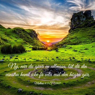 Picture 03 - Matteus 6:3 SV1917 - Nej, när du giver en allmosa, låt då din - Bible Verse Picture