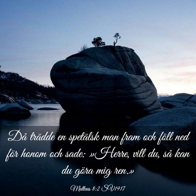 Picture 03 - Matteus 8:2 SV1917 - Då trädde en spetälsk man fram och föll ned - Bible Verse Picture