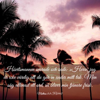 Picture 03 - Matteus 8:8 SV1917 - Hövitsmannen svarade och sade: »Herre, jag är - Bible Verse Picture
