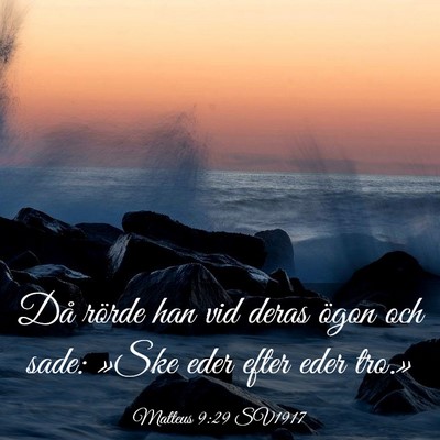 Picture 03 - Matteus 9:29 SV1917 - Då rörde han vid deras ögon och sade: »Ske - Bible Verse Picture