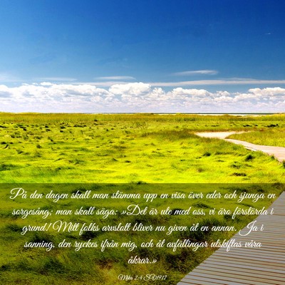 Picture 03 - Mika 2:4 SV1917 - På den dagen skall man stämma upp en visa över - Bible Verse Picture